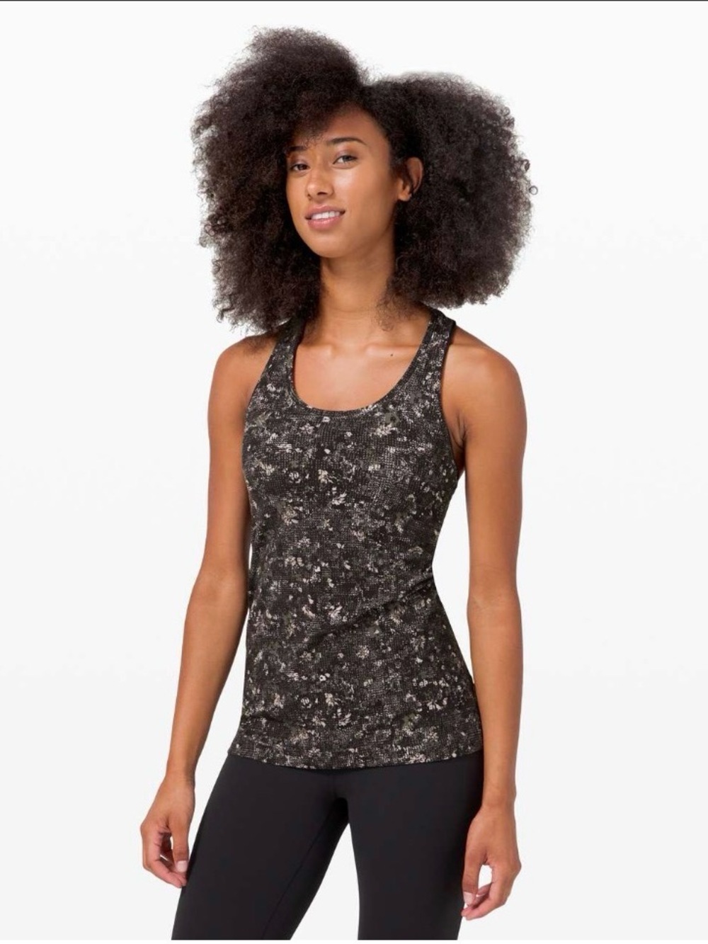 lululemon athletica Black Floral Racerback Tank